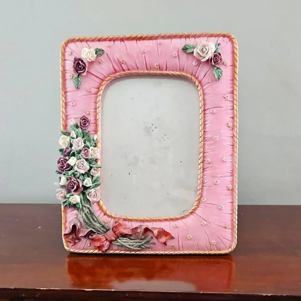Vintage Ceramic Floral Picture Frame